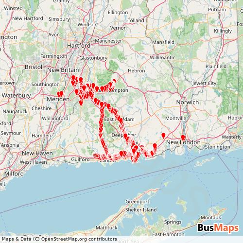 Transit Data for United States by River Valley Transit with Stops on Map