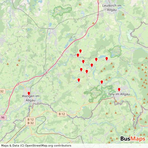 Transit Data for Germany by Volk with Stops on Map