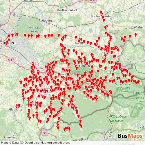 Transit Data for Germany by Busübernahme Ovps with Stops on Map