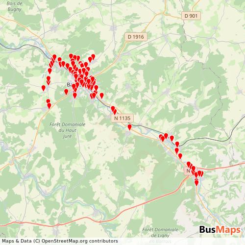 Transit Data for France by Tub with Stops on Map