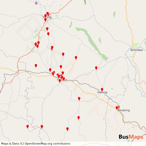 Transit Data for Australia by Busabout Wagga with Stops on Map