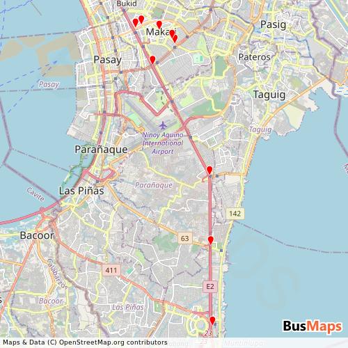 Transit Data for Philippines by HM Transport Inc.; CEM Trans with Stops on Map