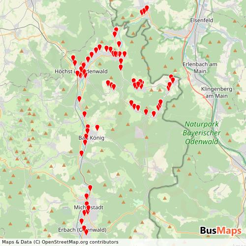 Transit Data for Germany by Omnibus Friedrich with Stops on Map