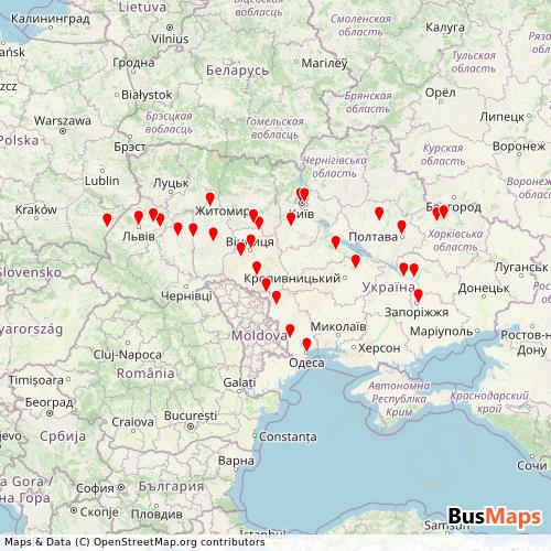 Transit Data for Poland by PKP Intercity with Stops on Map