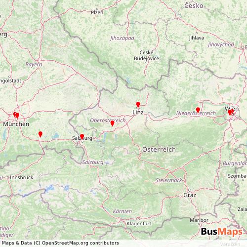 Transit Data for Germany by PKP Intercity with Stops on Map
