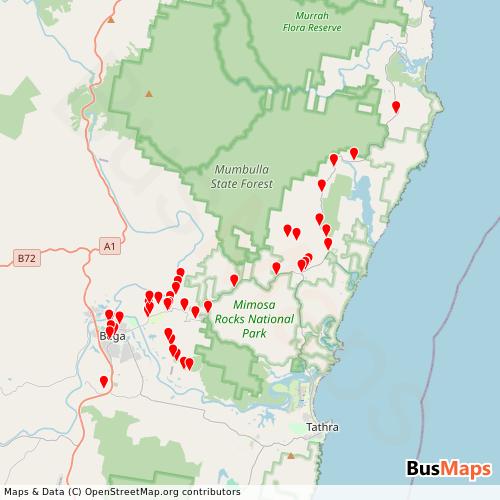 Transit Data for Australia by Beresford Buses with Stops on Map