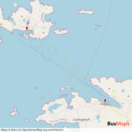 Transit Data for Ireland by Inishbofin Ferry with Stops on Map
