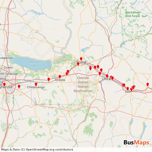 Transit Data for United States by Birnie Bus with Stops on Map