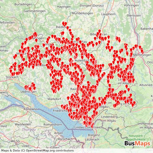 Transit Data for Germany by Fplan BOD RAB Omp with Stops on Map
