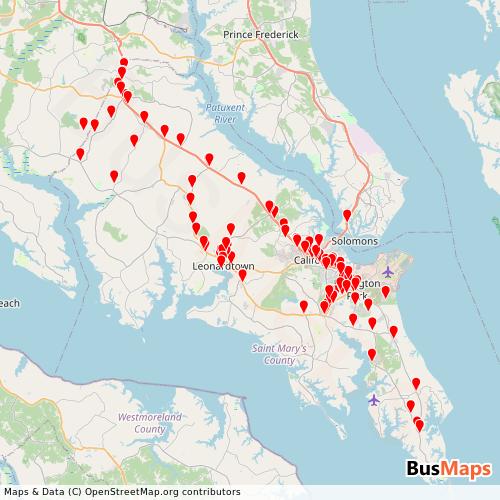 Transit map showing bay-state-cruise-company routes and stops in United States