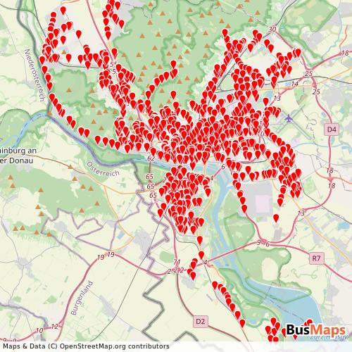 Transit map showing bratislava-sk routes and stops in Slovakia