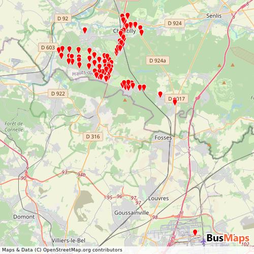 Transit map showing donnees-theoriques-et-temps routes and stops in France