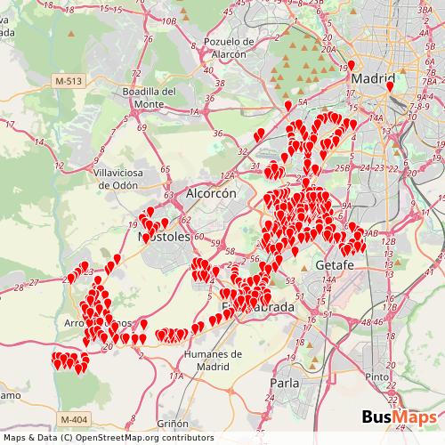 Transit map showing empresa-martin routes and stops in Spain