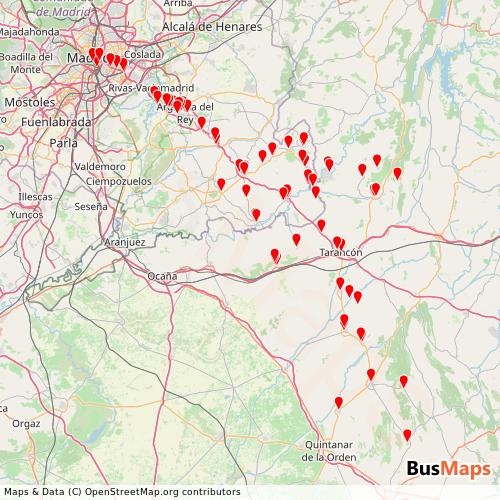 Transit map showing empresa-ruiz routes and stops in Spain