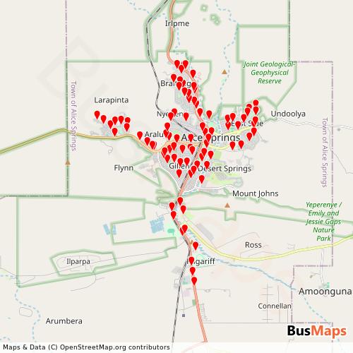 Transit map showing haidleys-panoramic2 routes and stops in Australia