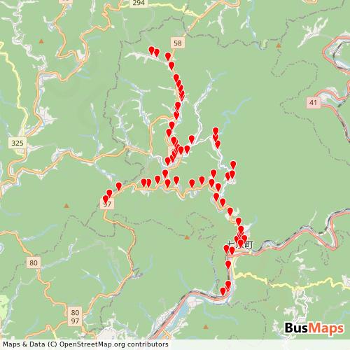 Transit map showing hichisotown-choeibus routes and stops in Japan