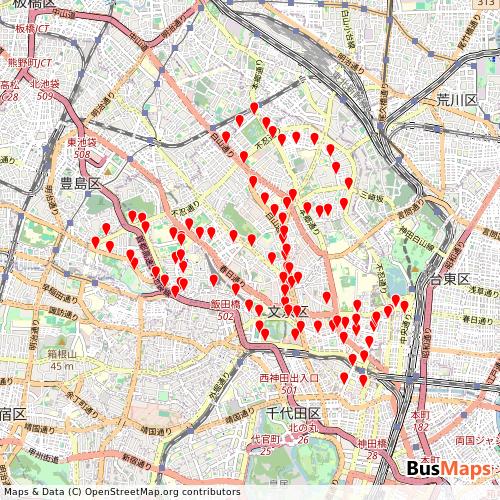 Transit map showing hitachiautomobiletransportation- routes and stops in Japan