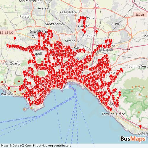 Transit map showing movibus-srl routes and stops in Italy