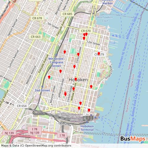 Transit map showing passio3-com-16 routes and stops in United States