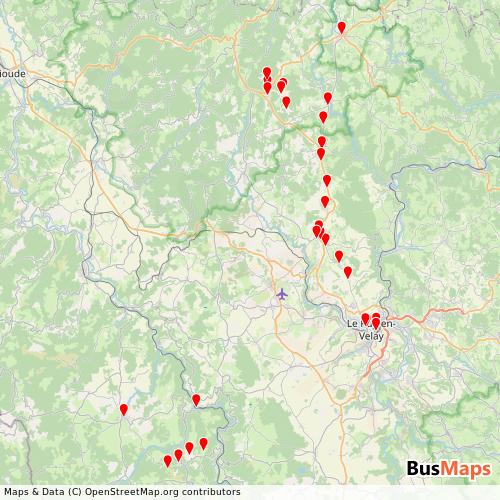 Transit map showing rtca-tad routes and stops in France
