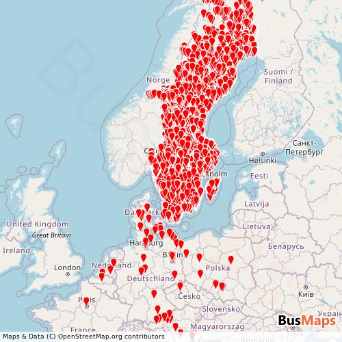 Transit map showing sverige-3 routes and stops in Sweden