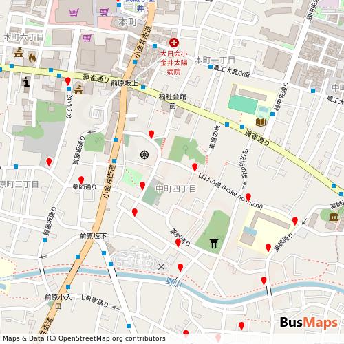 Transit map showing tsukubakankoukotsu-cocobusnogawa routes and stops in Japan