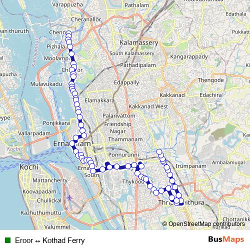 Eroor ↔ Kothad Ferry bus Line Map