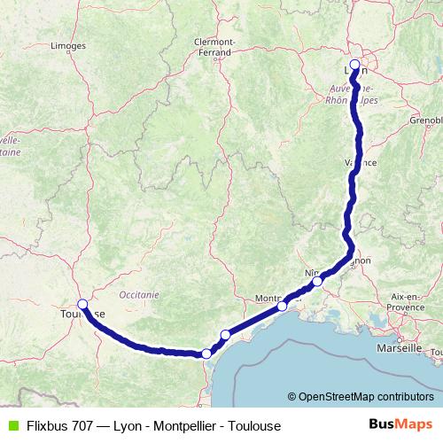 Flixbus 707 bus Line Map