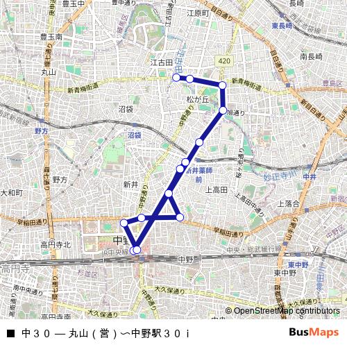 中３０ bus Line Map