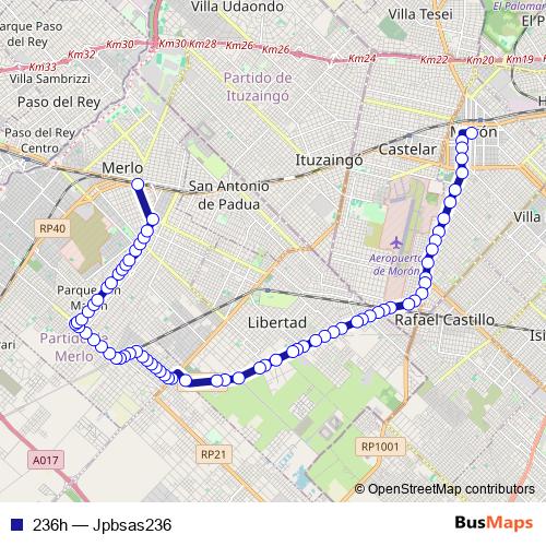 236h bus Line Map