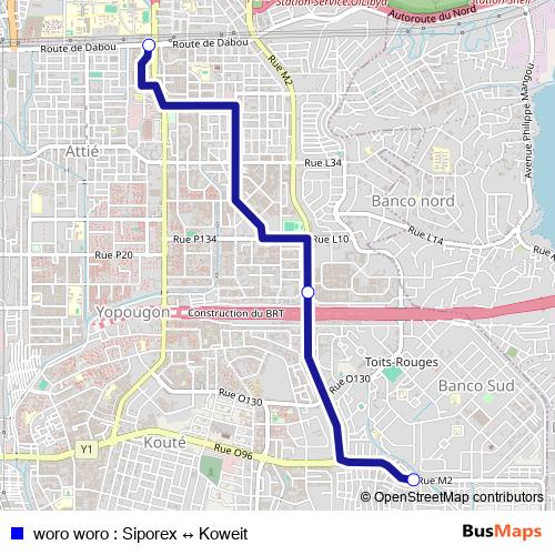 woro woro : Siporex ↔ Koweit bus Line Map