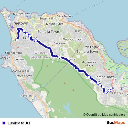 Lumley to Jui bus Line Map