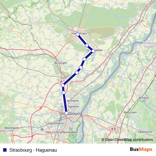 Strasbourg - Haguenau rail Line Map