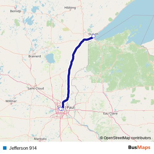 Jefferson 914 bus Line Map