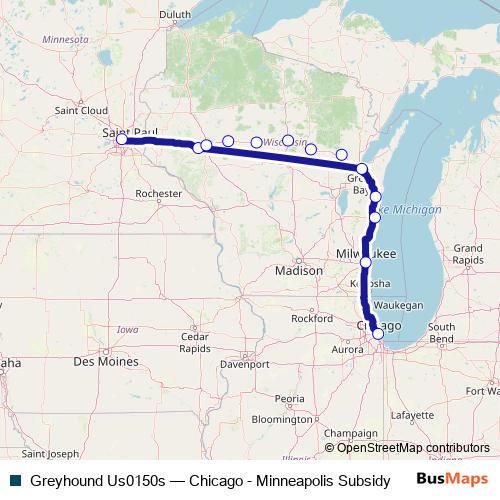 Greyhound Us0150s bus Line Map
