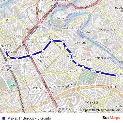 Makati P Burgos - L Guinto bus Line Map