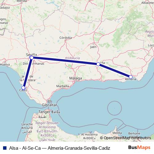 Alsa - Al-Se-Ca bus Line Map