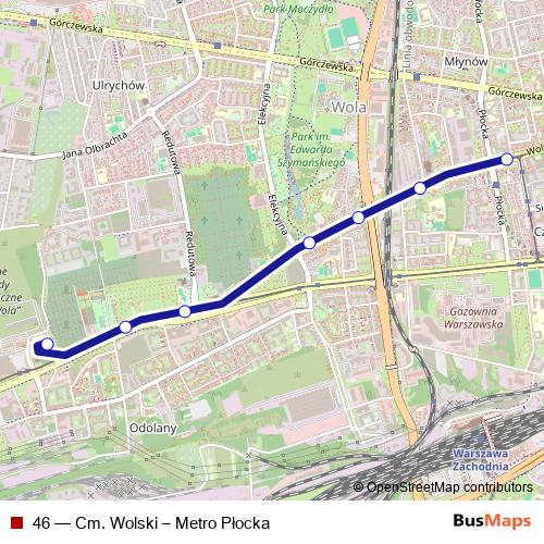 46 tram Line Map