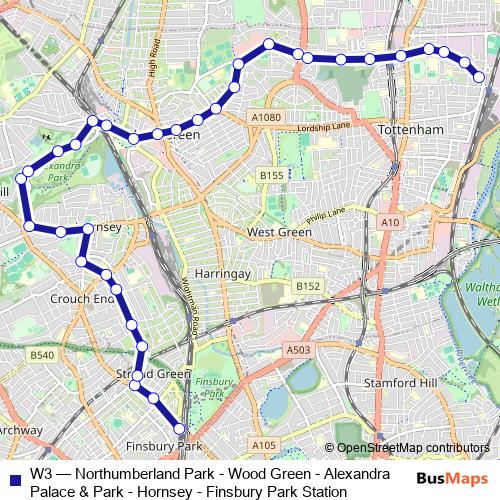 W3 bus Line Map