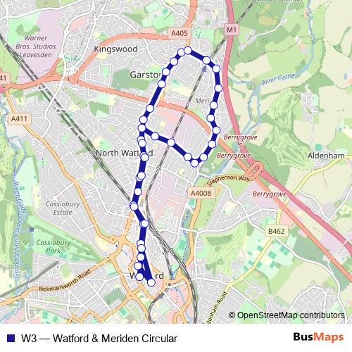 W3 bus Line Map