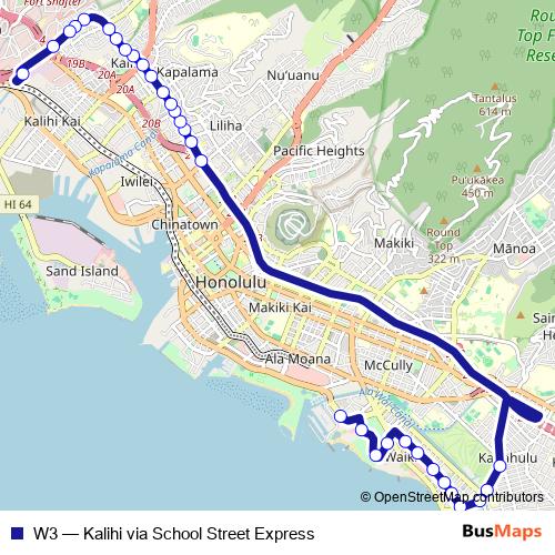 W3 bus Line Map