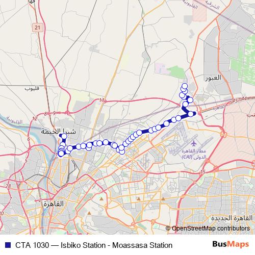 CTA 1030 bus Line Map