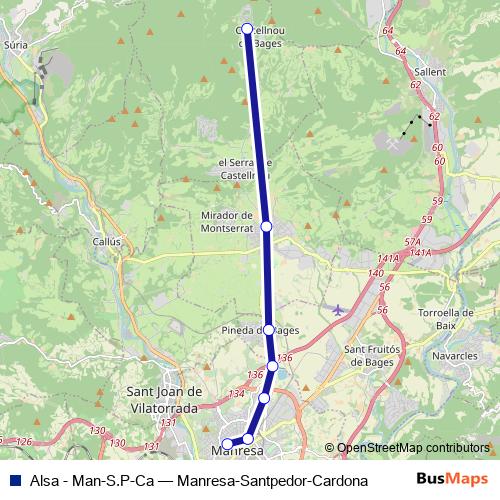 Alsa - Man-S.P-Ca bus Line Map