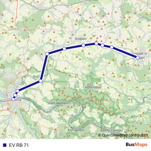 EV RB 71 bus Line Map