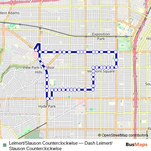 Leimert/Slauson Counterclockwise bus Line Map