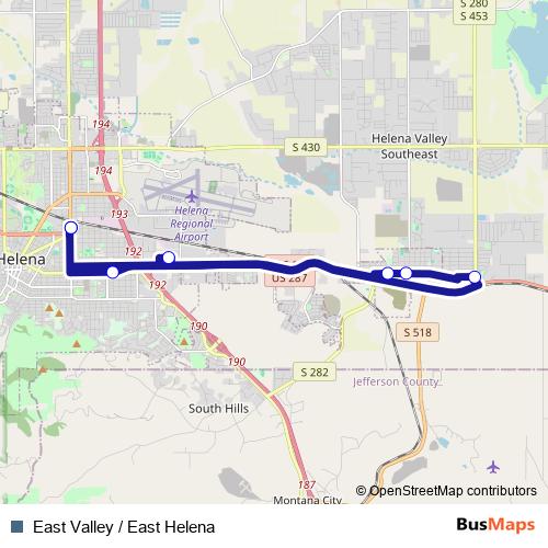 East Valley / East Helena bus Line Map