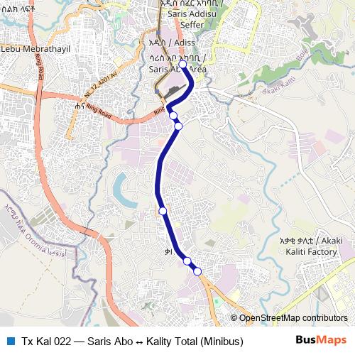Tx Kal 022 bus Line Map