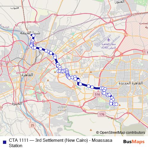 CTA 1111 bus Line Map