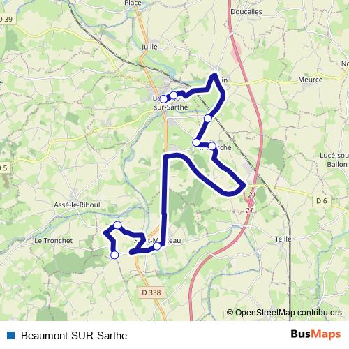 Beaumont-SUR-Sarthe bus Line Map