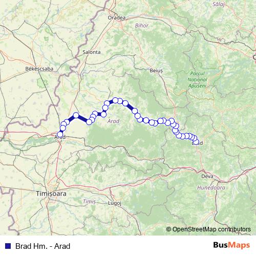 Brad Hm. - Arad rail Line Map